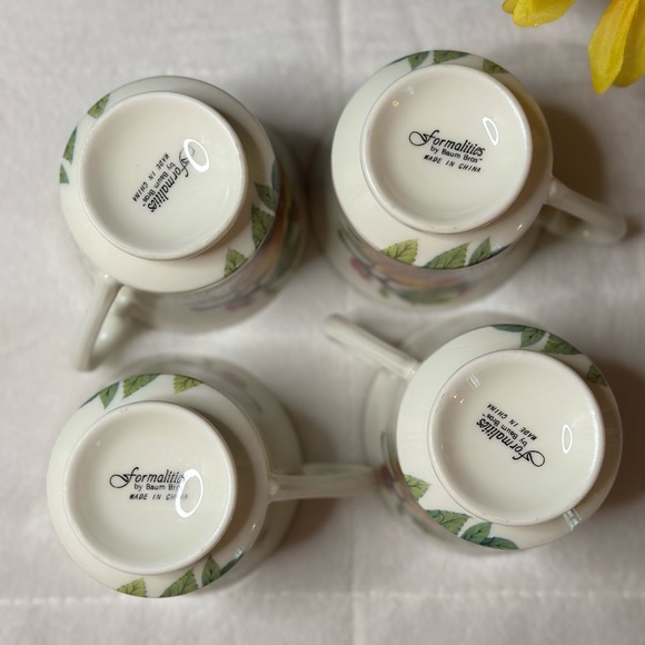 Set Of 4 Vintage Formalities By Baum Brothers Fruit Footed Cups & Saucer Set EVC - Picture 9 of 15